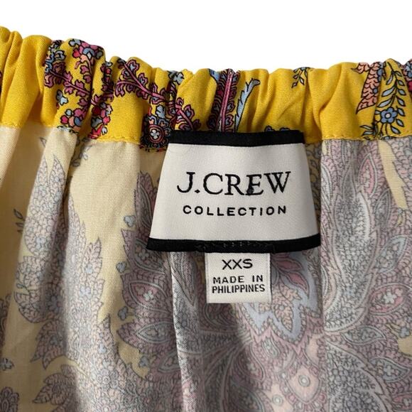 J. Crew Collection Tie Neck Cotton Poplin Yellow Ratti Blouse size XXS - Picture 3 of 8